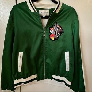Max Martin Green Embroidered Bomber Jacket